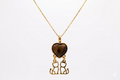 Heart & Cats Necklace - Tiger's Eye