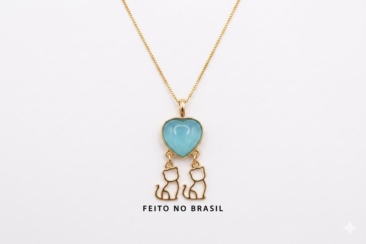Heart & Dogs Necklace - Blue Sandstone