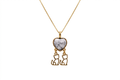 Heart Necklace with 2 Kittens - White Howlite Stone - 18k Gold Plated