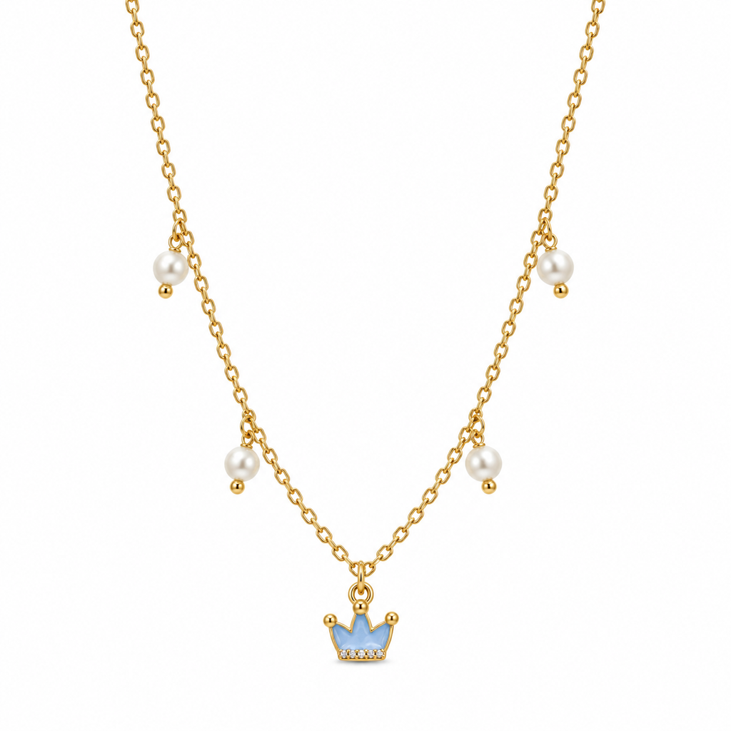 Blue Princess Crown Necklace
