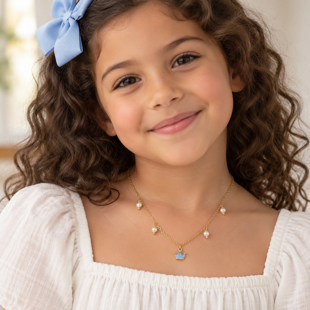 Blue Princess Crown Necklace