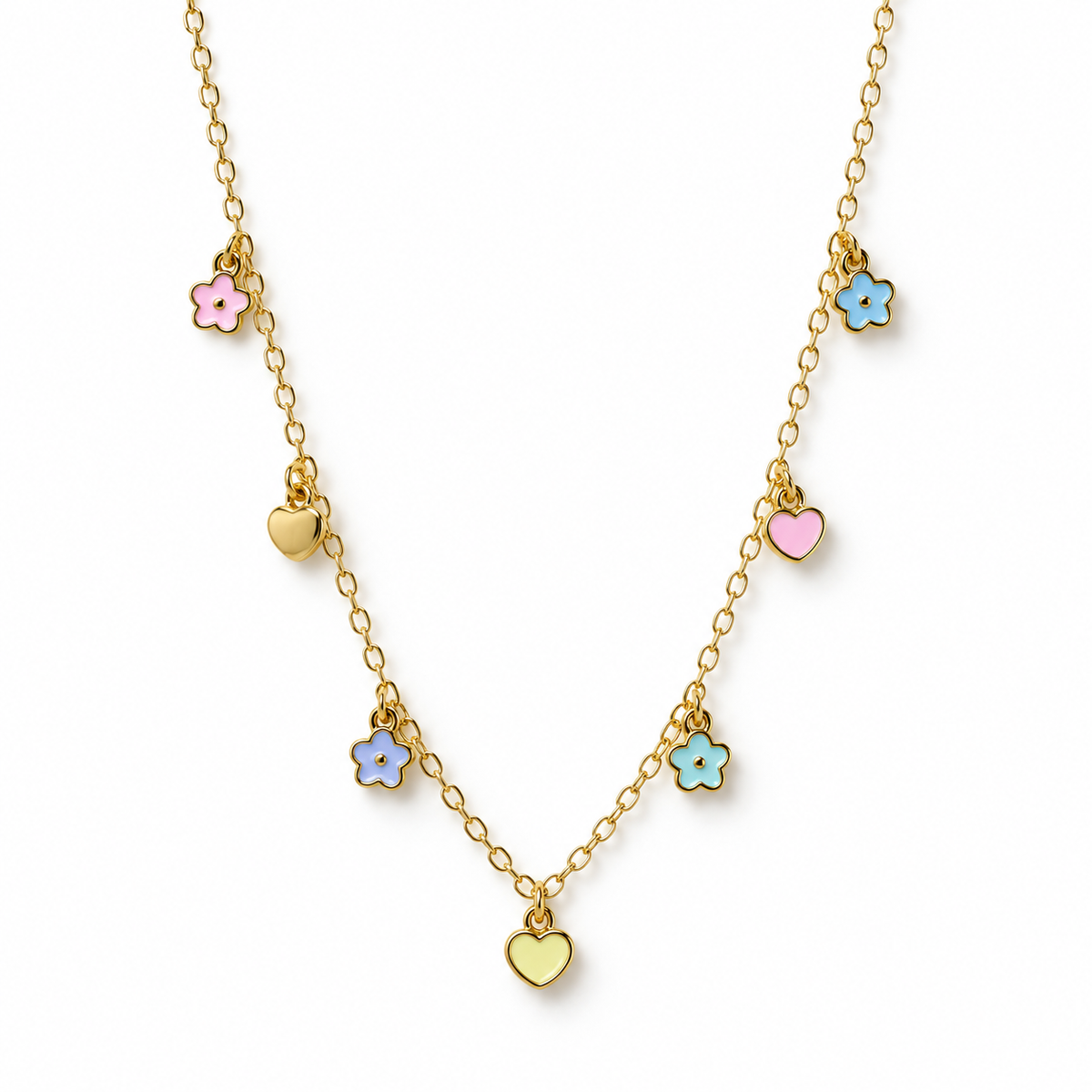 Pastel Flowers & Hearts Necklace