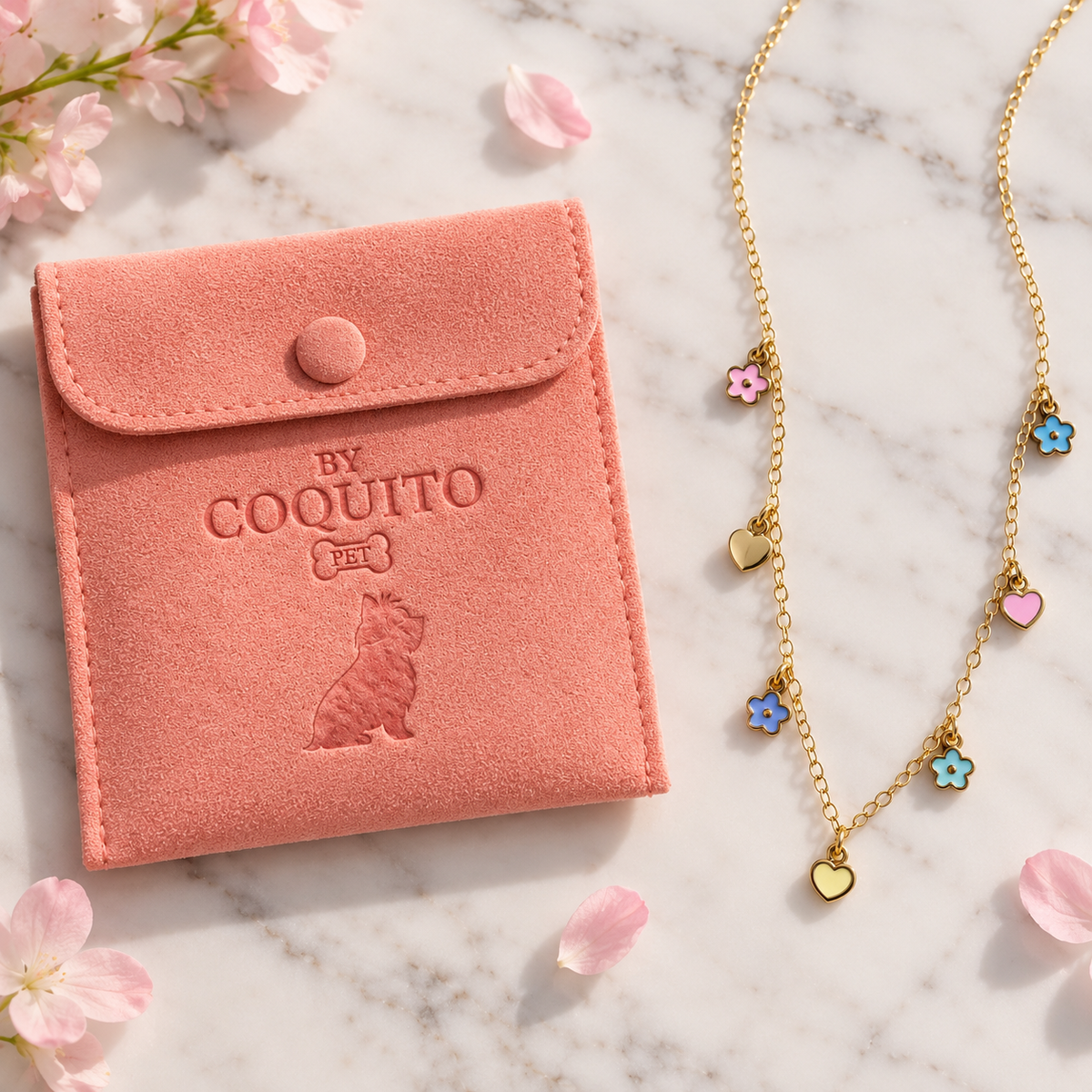 Pastel Flowers & Hearts Necklace