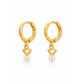 Heart & Pearly Bead Huggie Earrings