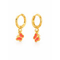 Coral Butterfly Huggie Earrings