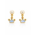 Blue Princess Crown Drop Earrings