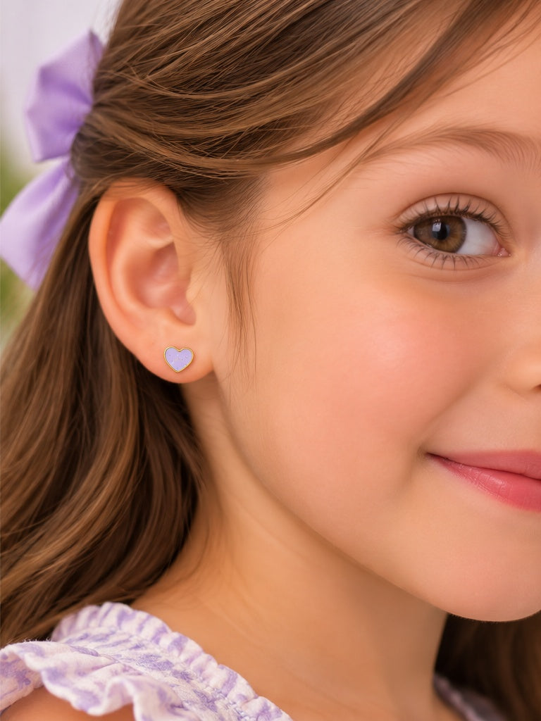 Lilac Sparkle Heart Earrings