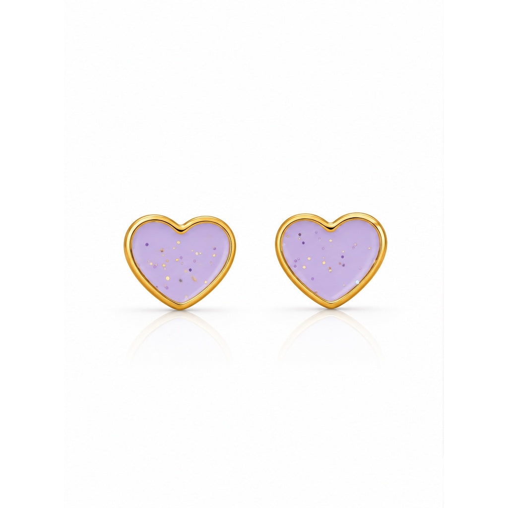 Lilac Sparkle Heart Earrings