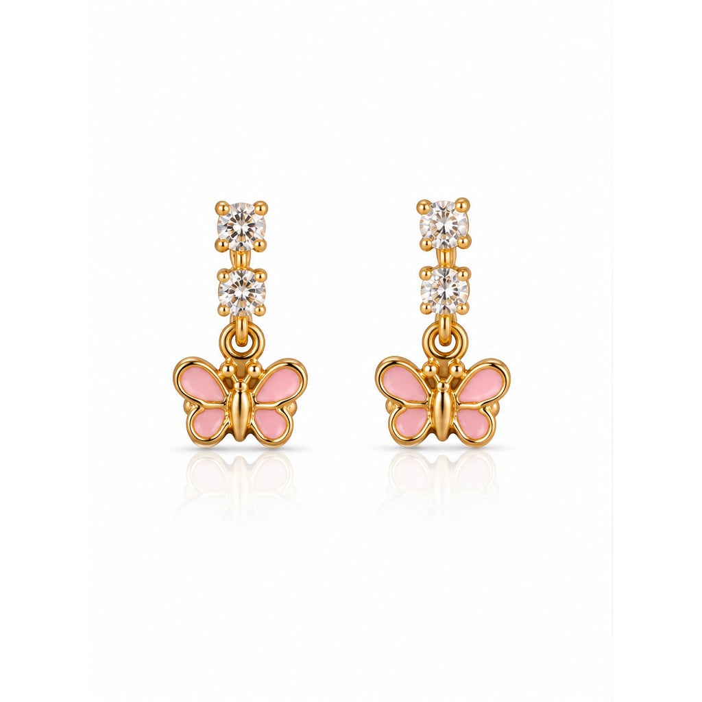 Pink Butterfly Drop Earrings
