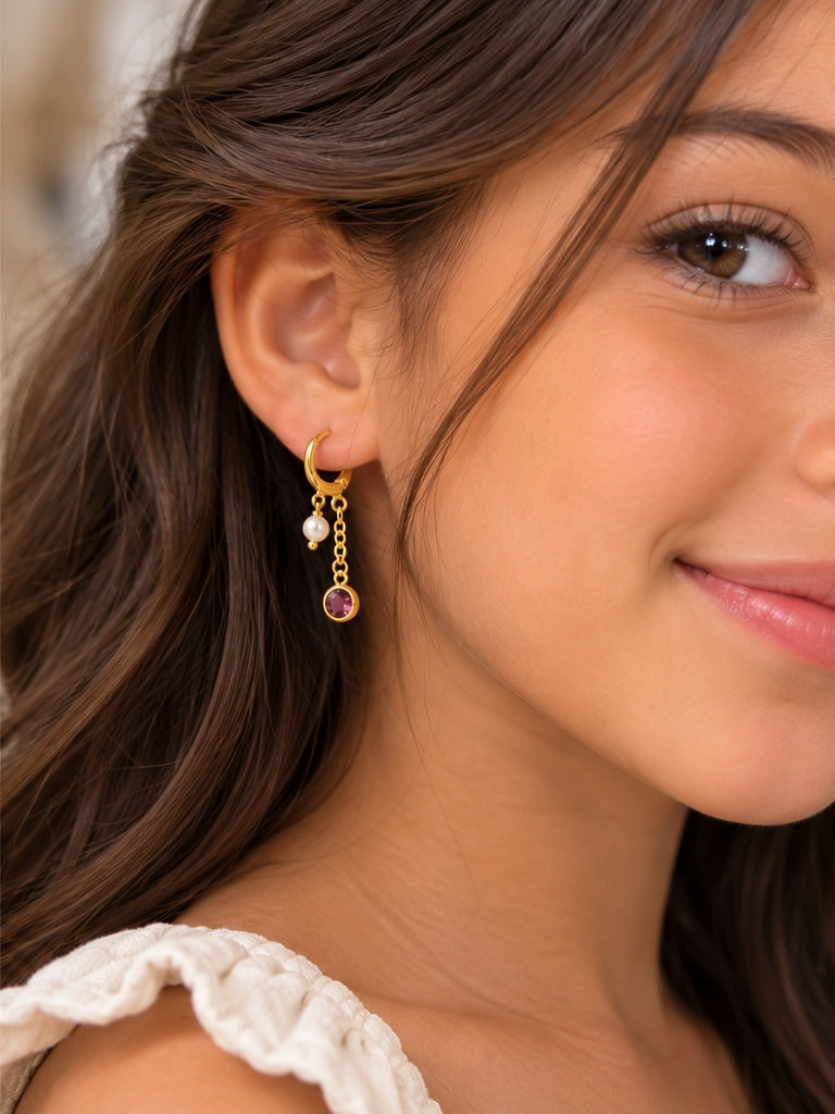 Berry Sparkle Huggie Earrings
