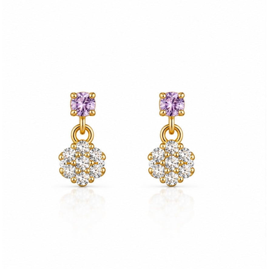 Lilac Sparkle Flower Drop Earrings