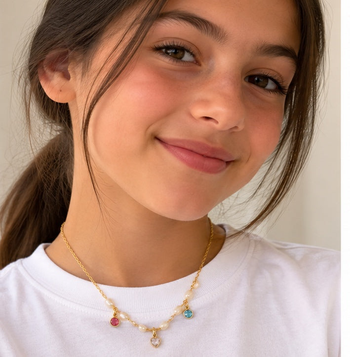Pearly Sparkle Charms Necklace