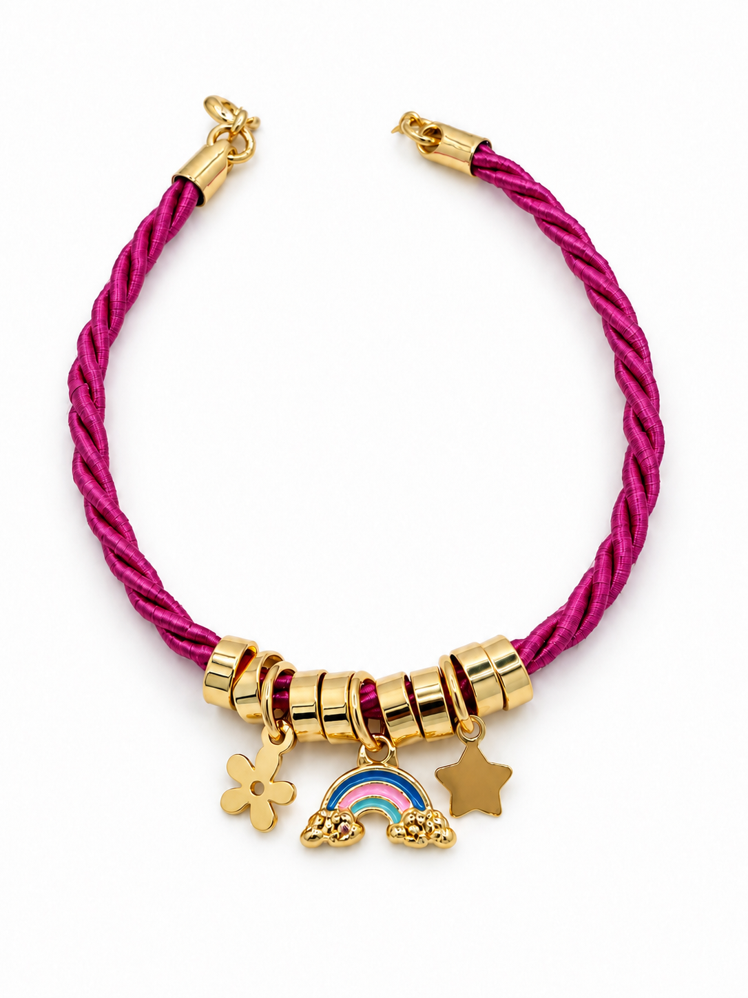 Rainbow Dreams Pink Cord Kids Bracelet