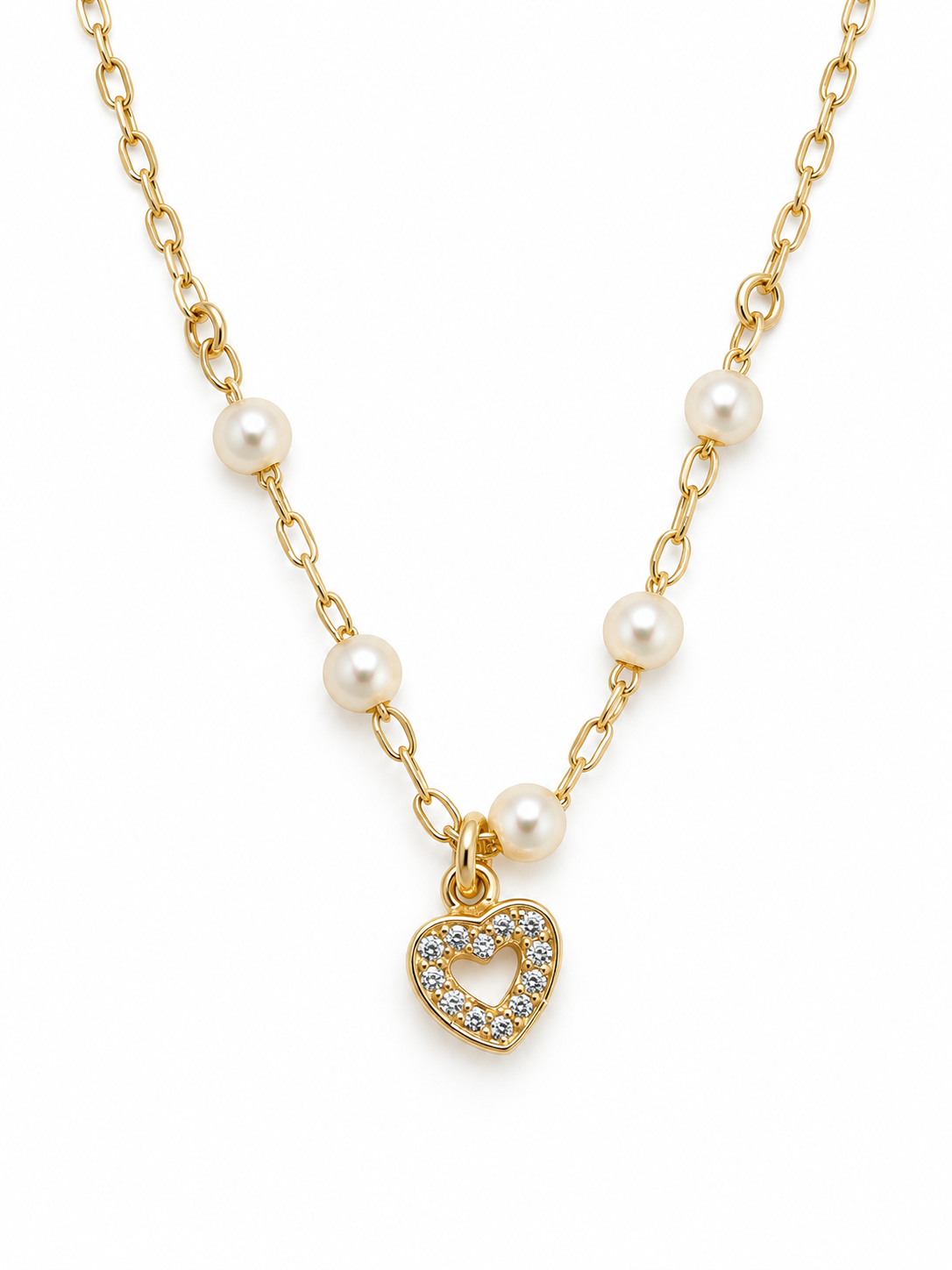 Sparkle Heart & Pearl-Style Kids Bracelet