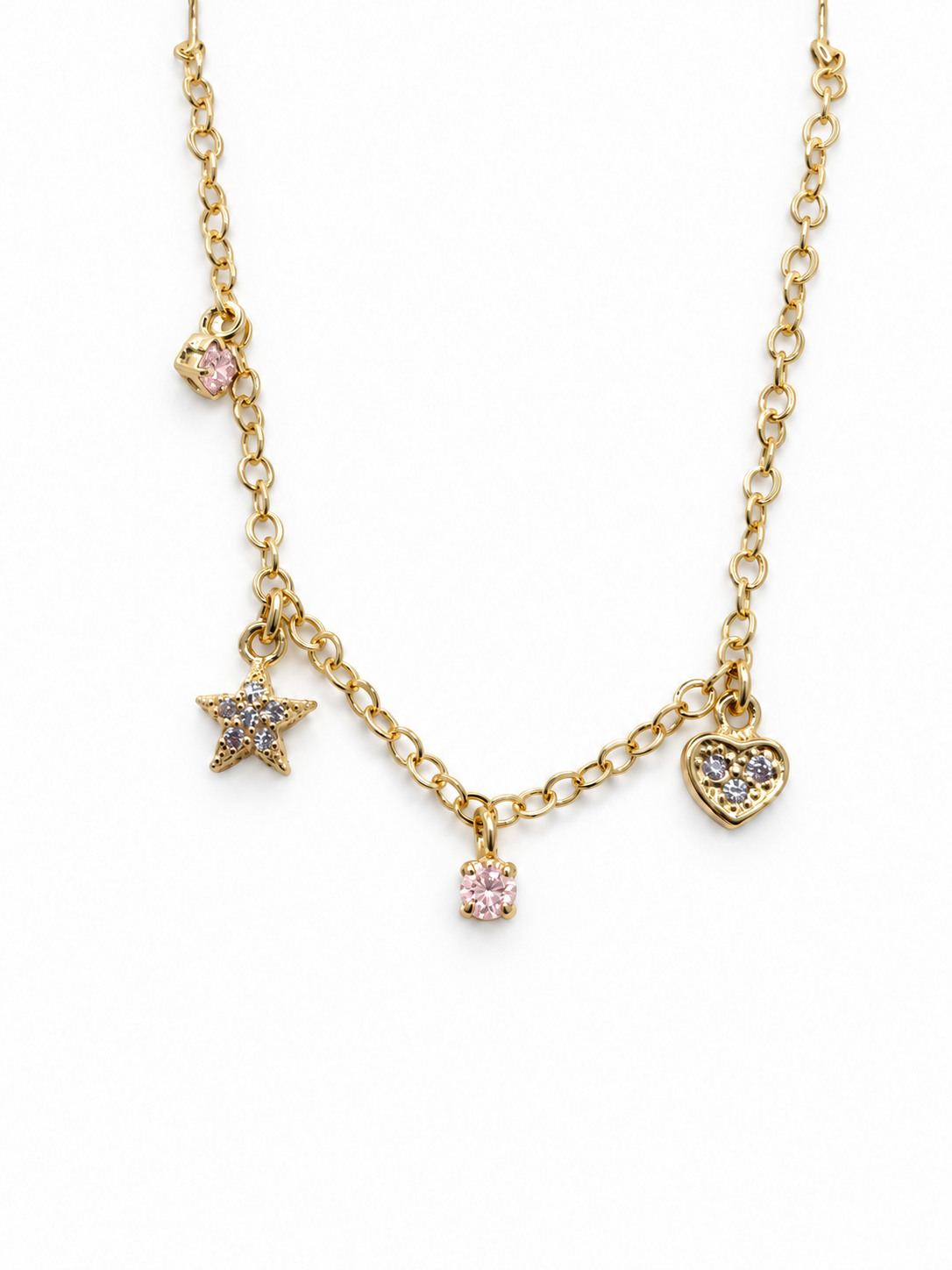Star & Heart Sparkle Kids Bracelet - Pink