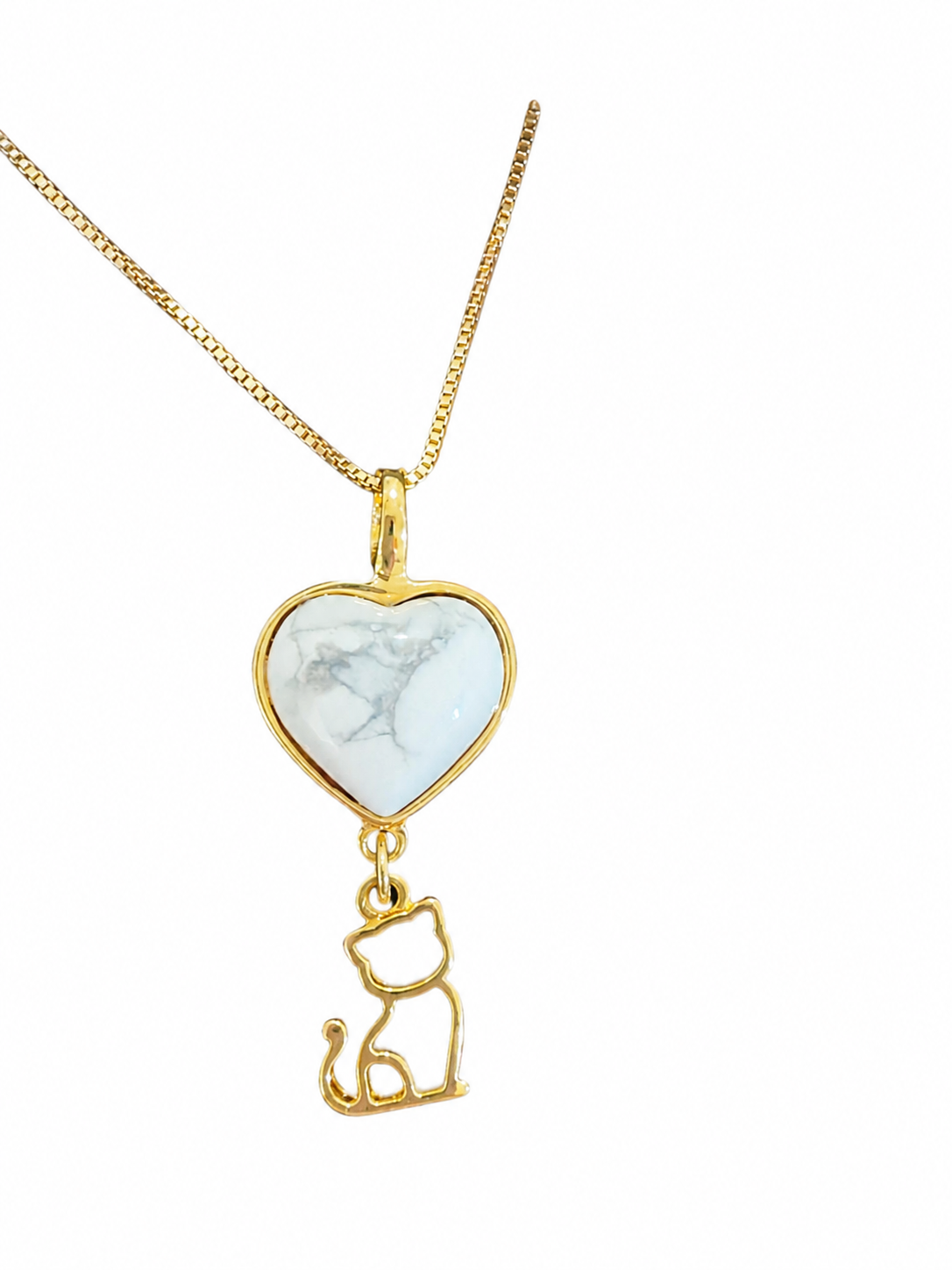 Heart Necklace with Kitten - 18k Gold Plated | For Cat Moms